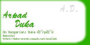 arpad duka business card